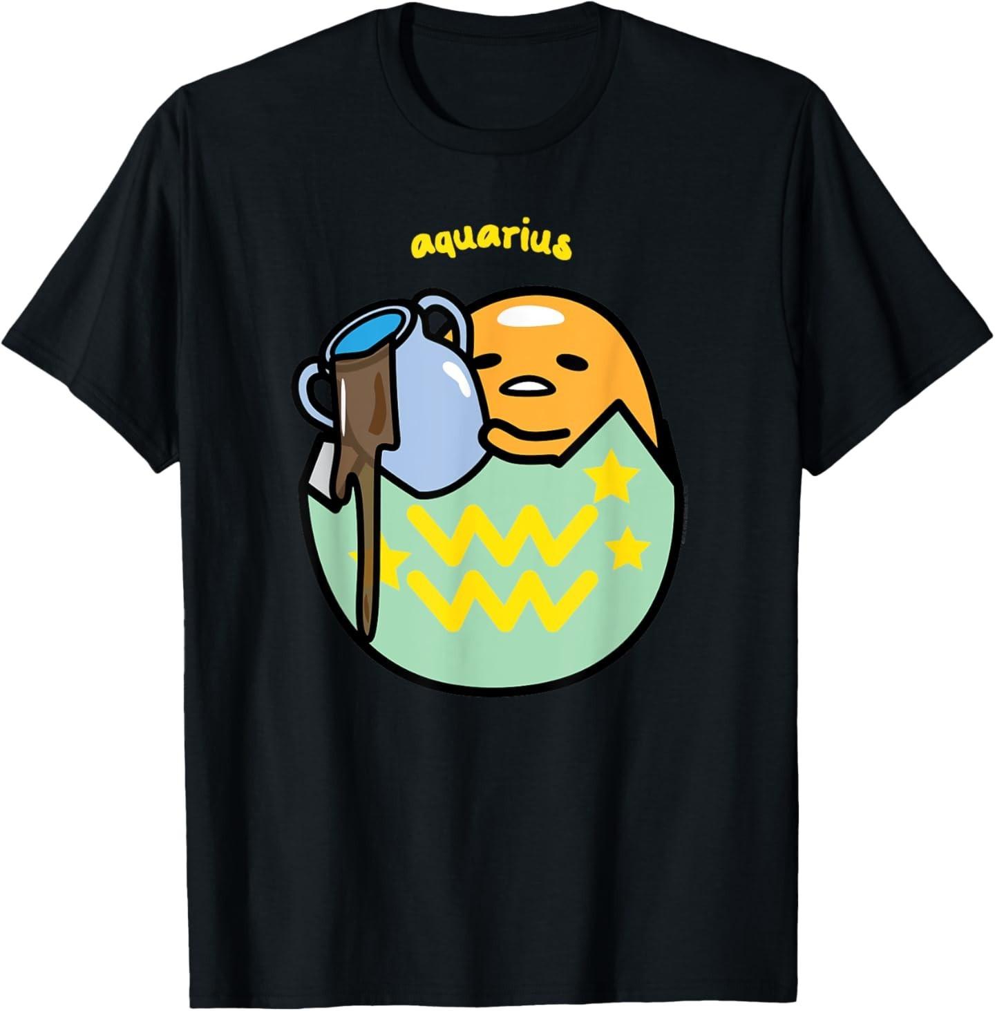 Gudetama Zodiac Aquarius Tee Shirt T-Shirt Mens Womens Tees Top S