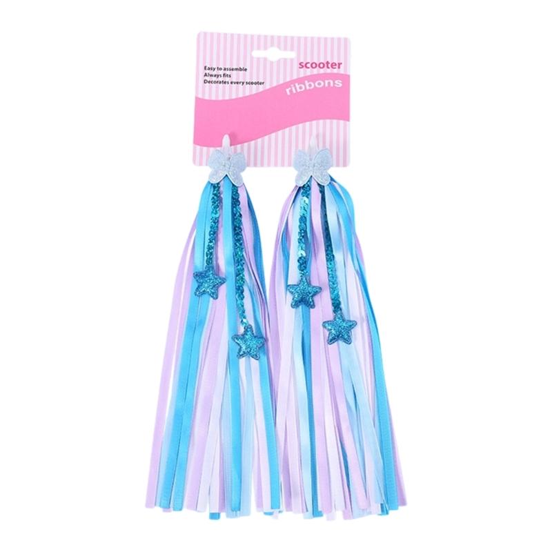 

Bicycles Handlebar Scooter Streamers Girl Bike Tassels Ribbon Ornaments Bike Grip Ribbon Cycling Decorate Accessory синій