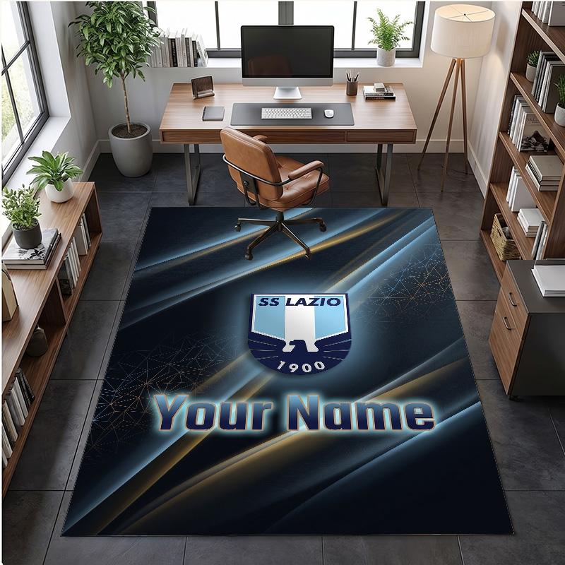 Tappeto in Velluto di Cristallo Stampa Lazio FC Testo Nome Personalizzato Tappetino Decorazione per la Casa