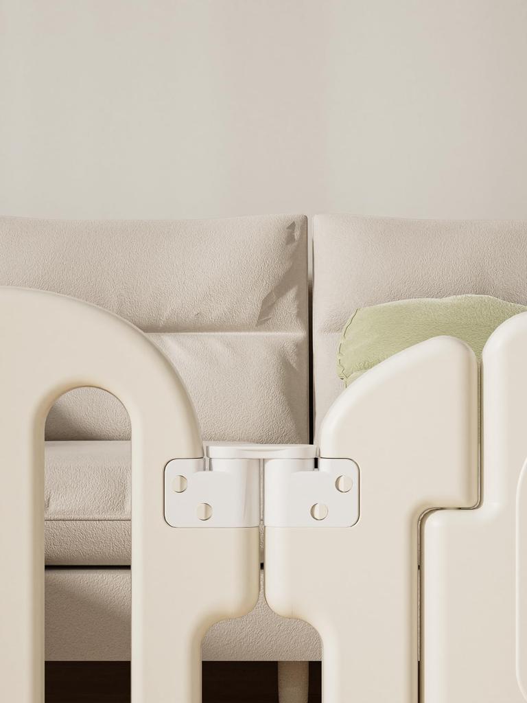 GU MODE Baby Gate Just Place Playpen Kids Partition Baby Fence Pet Gate Easy Installation Folding Long Panel Stylish Width (Beige Door, 454cm)