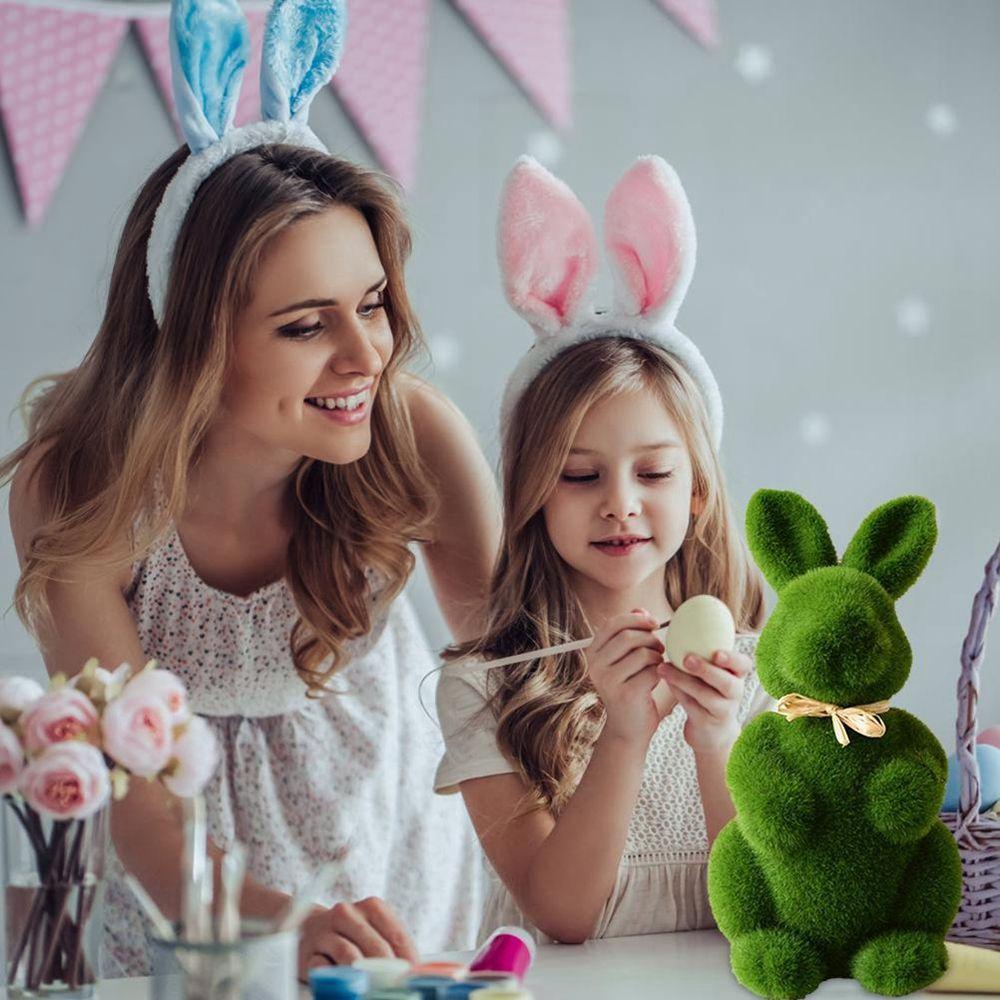 Statue Ornaments Easter Artificial Moss Bunny Artificial Turf Garden Decorations Home Office Decor