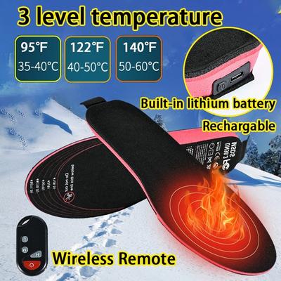 USB-beheizte Schuheinlagen mit Fernbedienung, 4,2 V, 2100 mAh, Heizsohlen, wiederaufladbar, elektrisch beheizt, warme Sockenunterlage