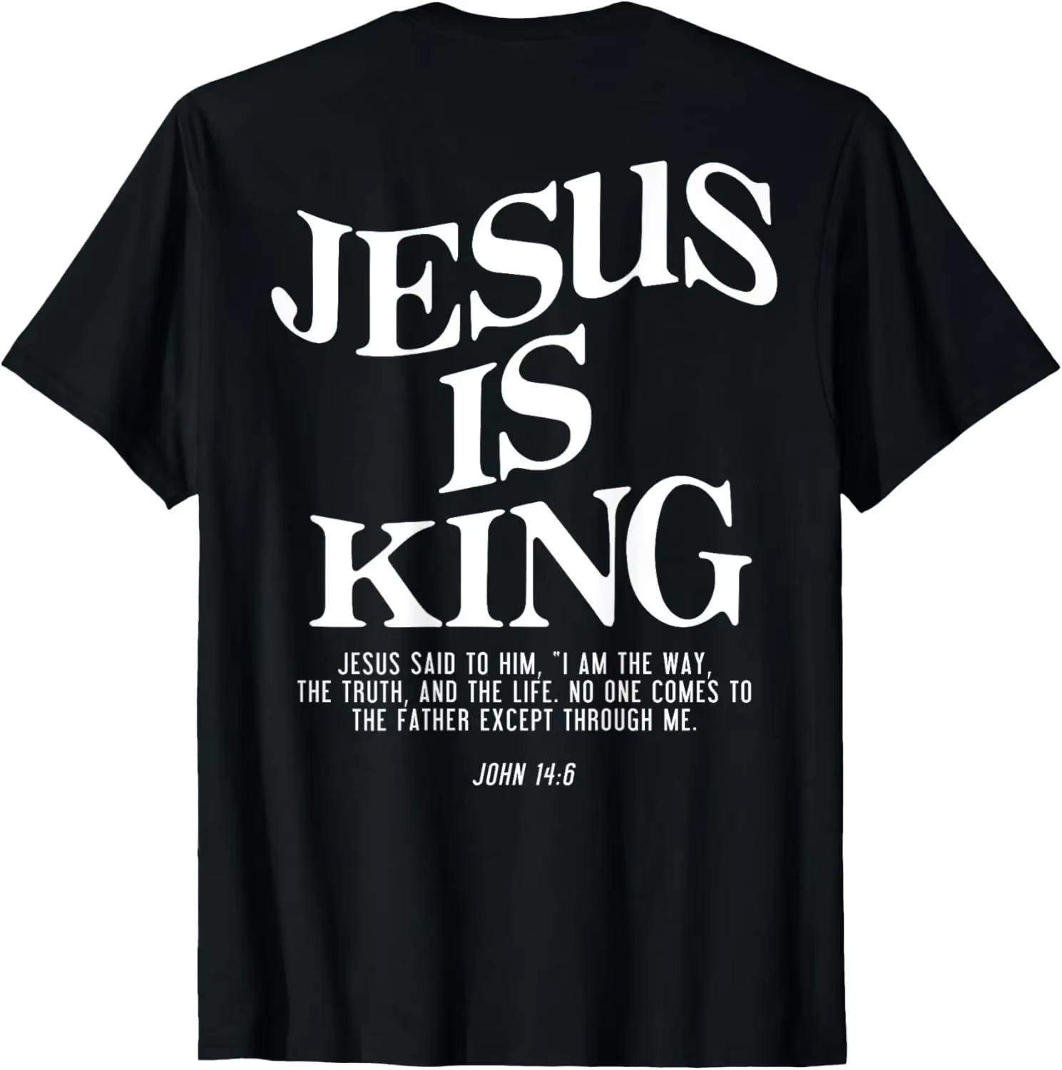 

Unisex Clothing Unisex Christian Jesus Is King Design Crown TShirt Street Casual Couple Clothes T Shirts for Unisex Camisetas Fashion S