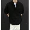 Men's Black Retro Henley Sweater - Lazy Spring/Fall Knit Top