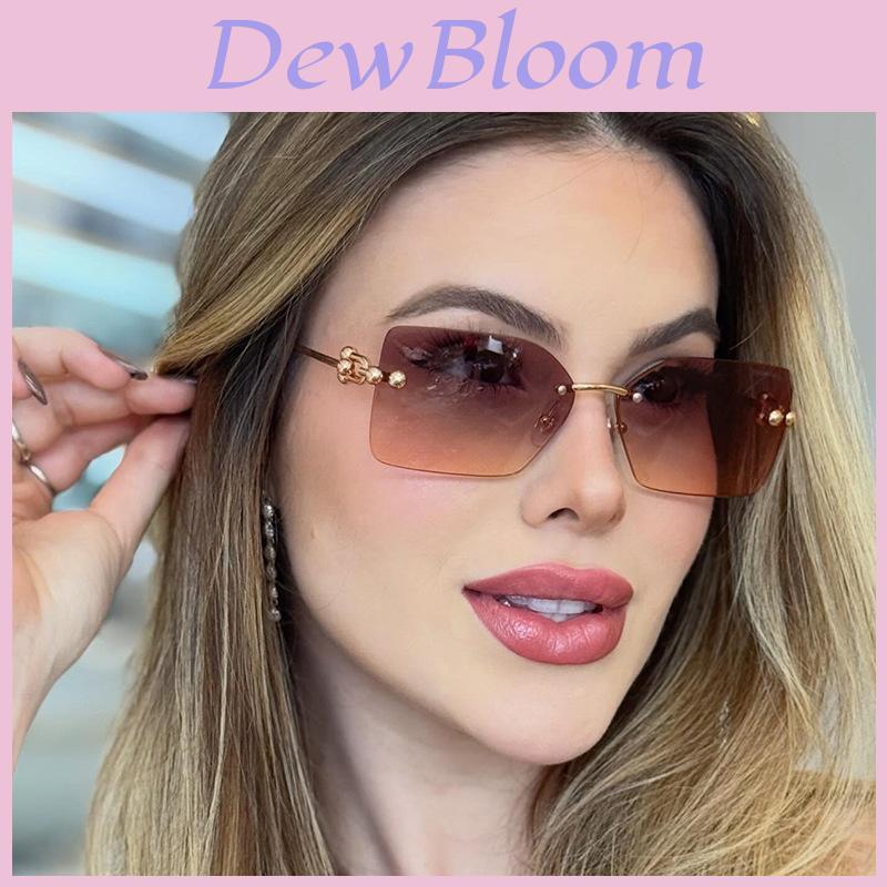 Trendy Square Frameless Sunglasses For Women With Uv400 Protection For Outdoor Activities