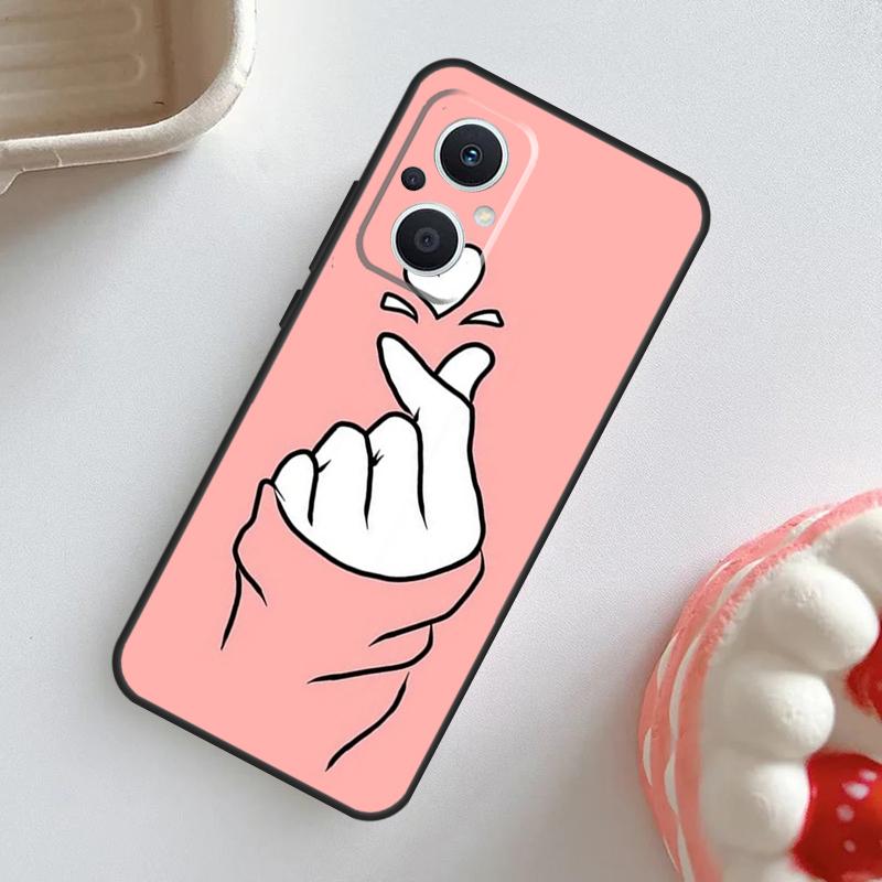 

Kpop Finger Heart Case For OPPO Reno 11 F 10 Pro 4Z 5Z 8T 4 5 6 7 8 Lite OPPO Find X6 Pro X2 X3 X5 Lite Cover OPPO Reno6 5G