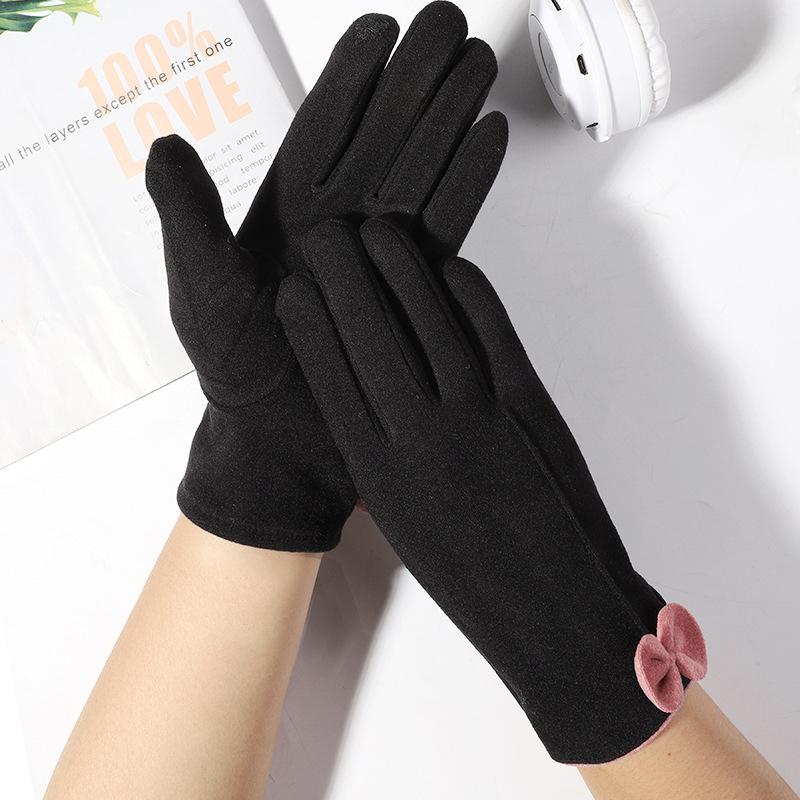 Damskie ciepłe rękawiczki z aksamitnymi, wiatroszczelnymi i antypoślizgowymi rękawiczkami do jazdy na świeżym powietrzu z ekranem dotykowym