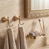 Antiker Messing-Wandhaken Doppelhaken mit gebürstetem Gold-Finish Wandmontierter Handtuch Bademantel Kleiderhaken für Badezimmer Eingangsbereich
