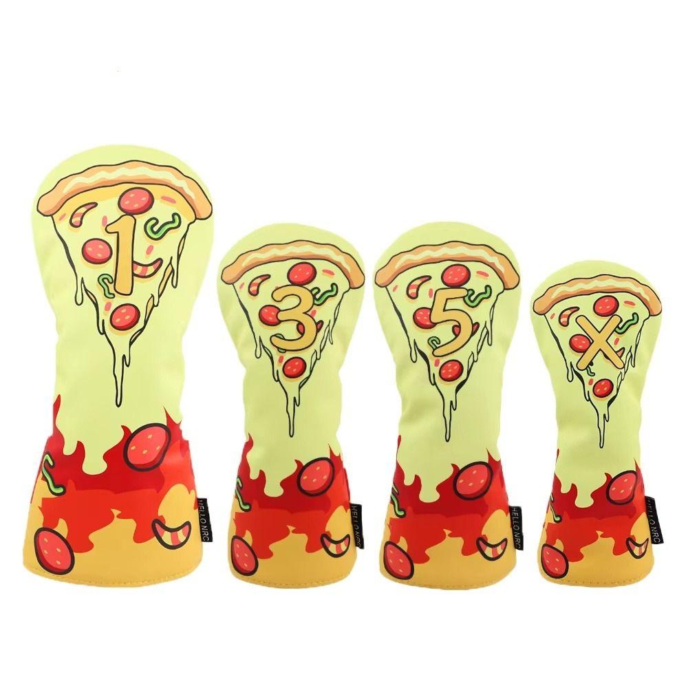 PU Leather Golf Club Protector Pizza Pattern Wood Headcover Golf Head Cover Hybrid UT