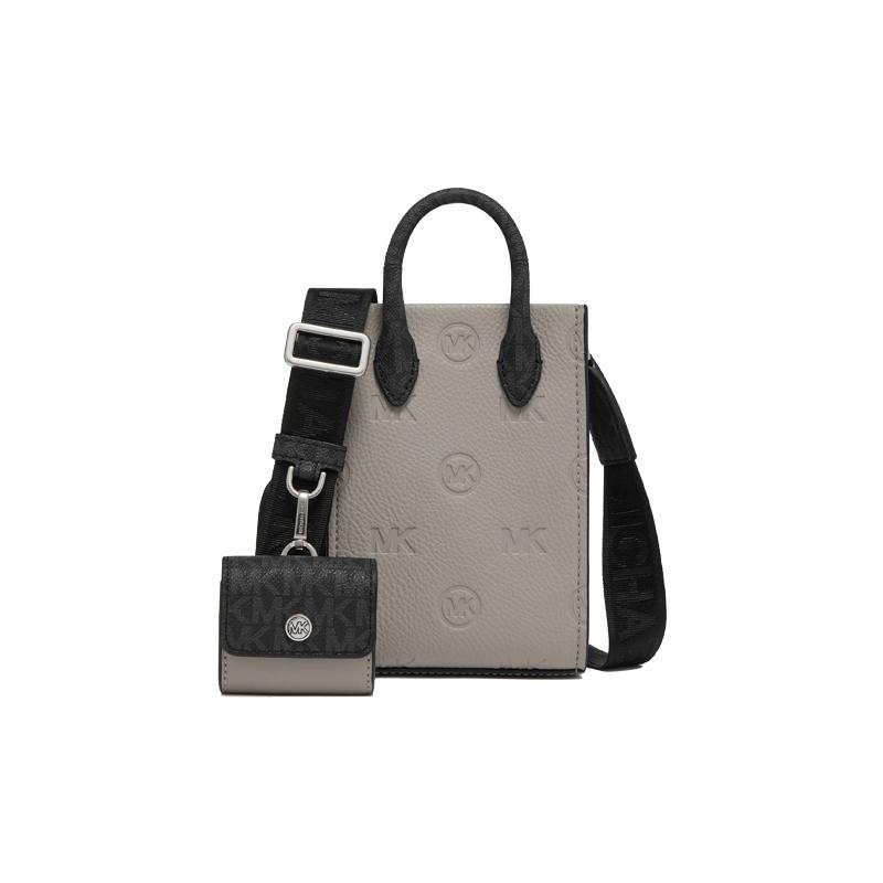 MICHAEL KORS Mirella adjustable wide shoulder strap leather shoulder crossbody handbag women s cement gray серый