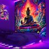 VIKAMA Psychedelic Buddha Tapestry Cyberpunk Zeninspired Backdrop Meditation Room Yoga Studio Living Room Hanging Home Decor