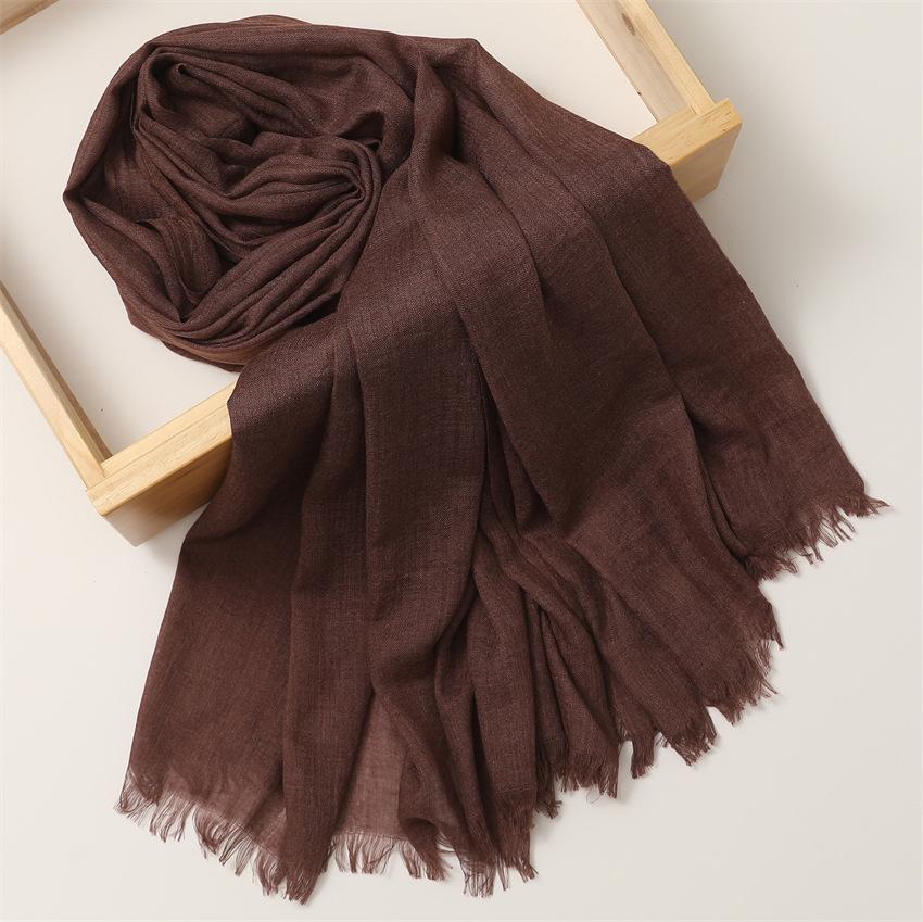 Foreign Trade Silk Scarf Cotton And Linen Headscarf Women'S Spring And Summer Solid Color Japanese And Korean Scarf Sun Protection Warm Shawl Hair