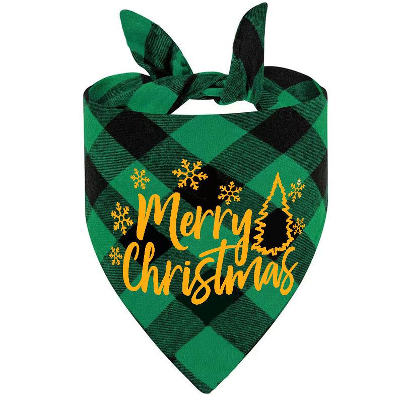 New polyester plaid pet triangle scarf dog print saliva scarf cat bib scarf
