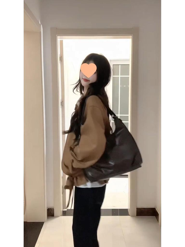 Women's Retro Maillard Brown Jacket - Autumn/Winter 2025, Korean Style Top