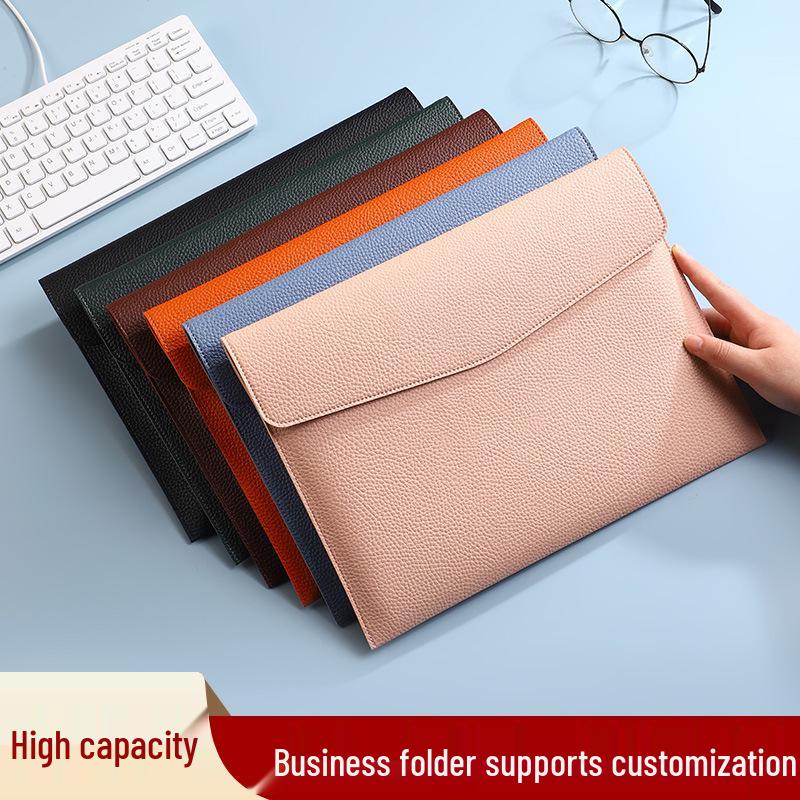 A4 Leather Storage File Bag - Portable Archive Folder with Logo Option