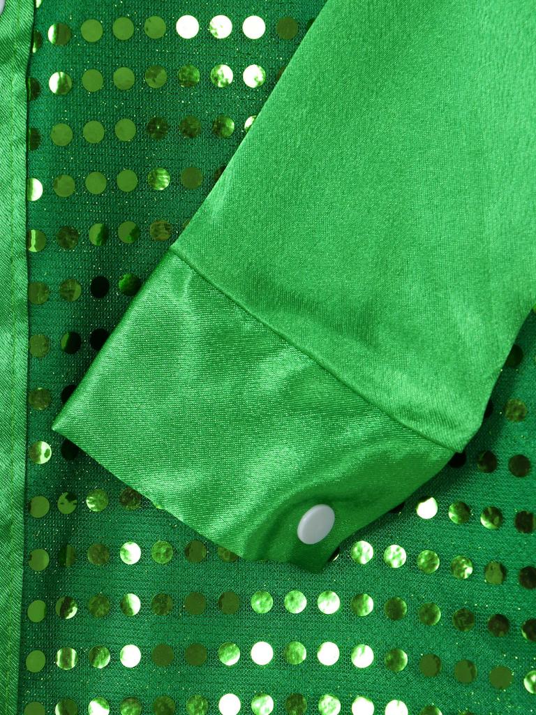 Barn Pojkar Glittrig paljetterad långärmad skjorta för Choir Jazz Dance Stage Performance Kostym