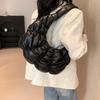 Quilted Padded Crossbody Bag for Women Ruched Shoulder Cloud Bag PU Leather Half Moon Hobo Bag Bubbles Handbag Purses AVE