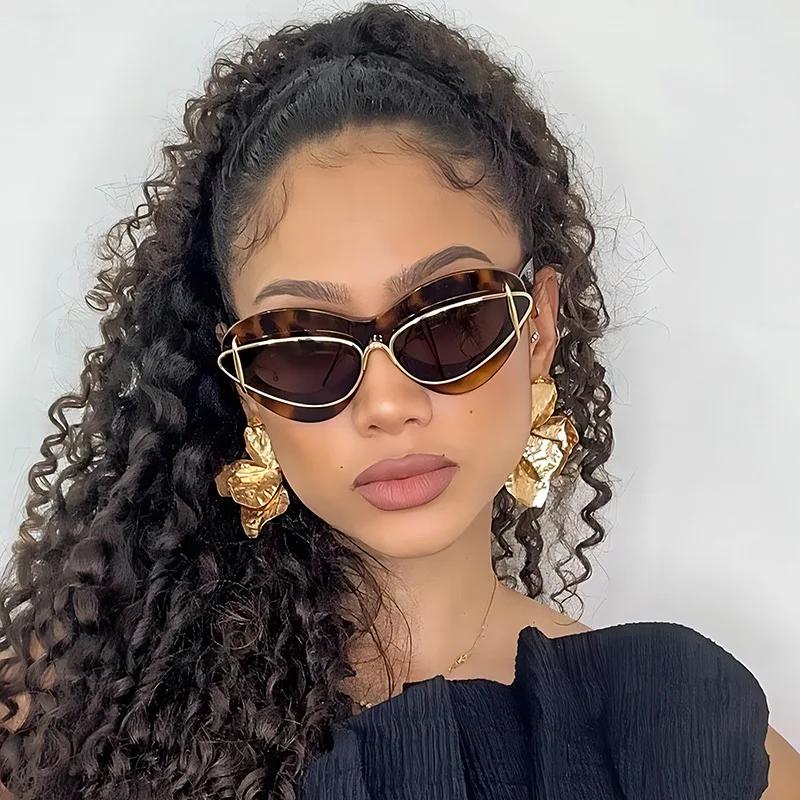 New Fashion Women Cat Eye Sunglasses For Men PUNK Luxury Brand Female Sun Glasses Y2K Vintage Eyewear Shades UV400 Oculus