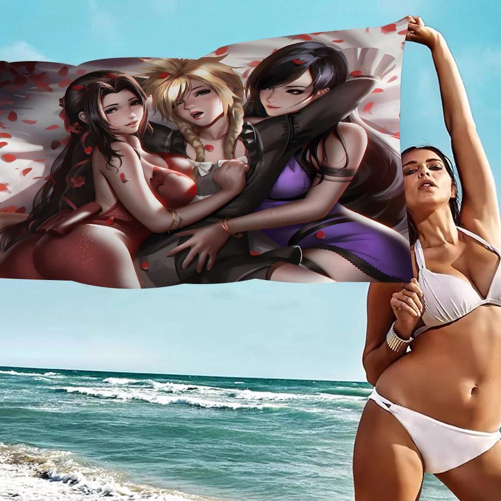 

Game Cartoon Sexy Lace Girl Tifa Aerith Cartoon Beach Towel Cute Kawaii Room Decor Bath Girls Children Hand Towels For Shower W30*H60(CM)