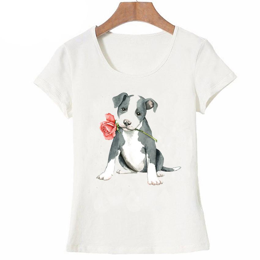 New Valentine Rose maiden TShirt Summer Hipster women tshirt funny Boston Terrier dog design sweet Tops casual ladies Tee