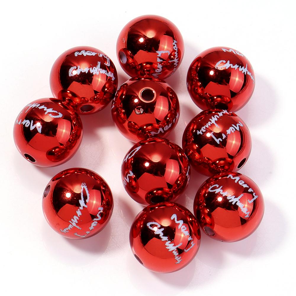 10pcs 16mm UV Print Xmas Acrylic Beads Christmas Beads Christmas Tree Snowflake Bell Beads For Jewelry Making Decoration Beads