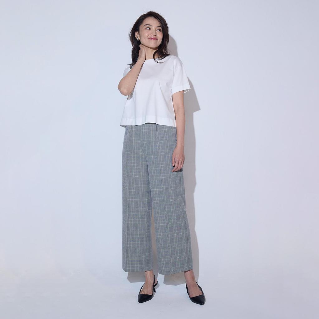 Comme Ca Ism Glen Check Wide Size Size S Pants, 38-52PK51-205, Gray,