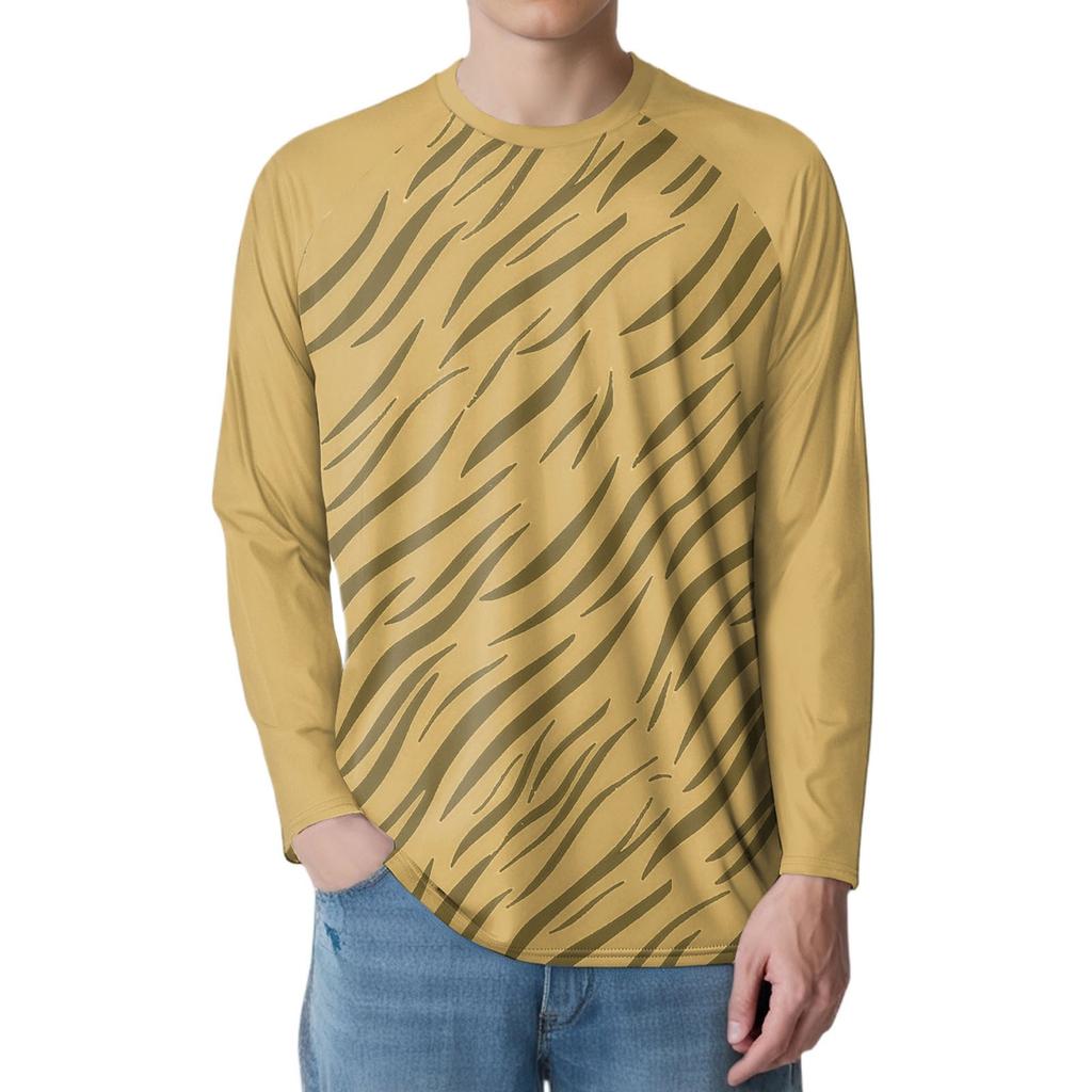 Men's Fashion Printed Raglan Long Sleeve Sports Top