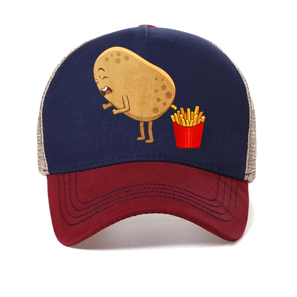 Funny French Fries Design for Unisex Women Potato Lovers Baseball Cap Outdoor Mesh Breathable Adjustable Hats Mesh Snapback Hat