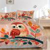 3pcs Cuddly Owl Design Bedding Set, Including Soft and Comfortable Home Bedroom Fabric L022