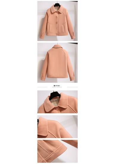 350g Women's Petite Short Woolen Coat - Autumn Retro Korean Style Loose Jacket