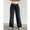 2026 Women's Casual Wide-Leg Non-Stretch Washed Denim Jeans - American Retro Low Waist