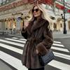 Imitation Mink Fur Integrated Women's Fur Coat Large Lapel Tie Medium and Long Artificial Fur Coat Winter