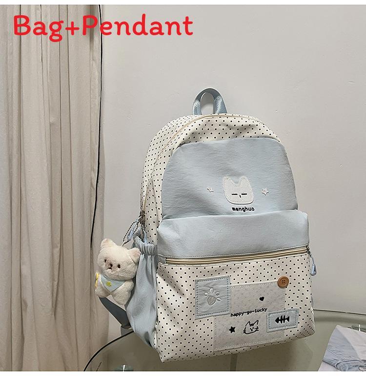 Süßer Katzen-Punkt-Rucksack Für High-School-Mädchen Nylon-Schultasche