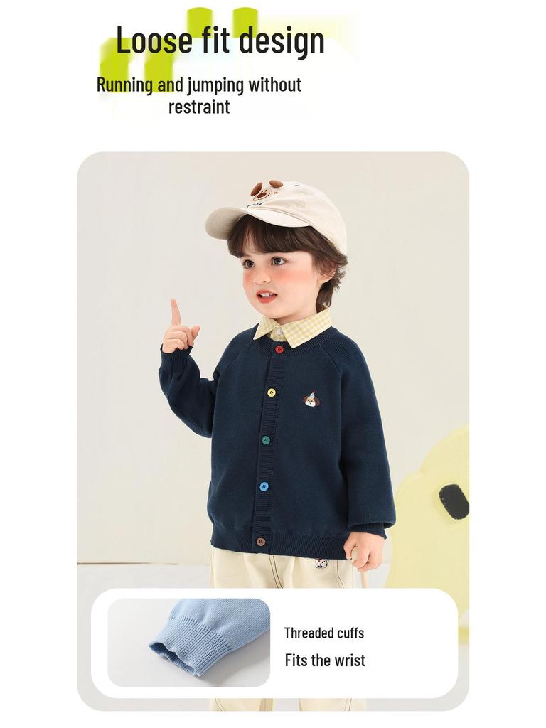 Kaka Panda Kids' Knitted Cardigan - Spring Outfit for Boys & Girls, Baby's Spring & Autumn Casual Top