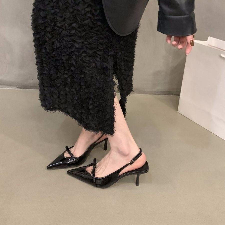 Pointed Toe Heeled Women's Closed Sandals Chic and Elegant Sandal Sales Low Price Designer Original on Offer Korea Ladies Shoes