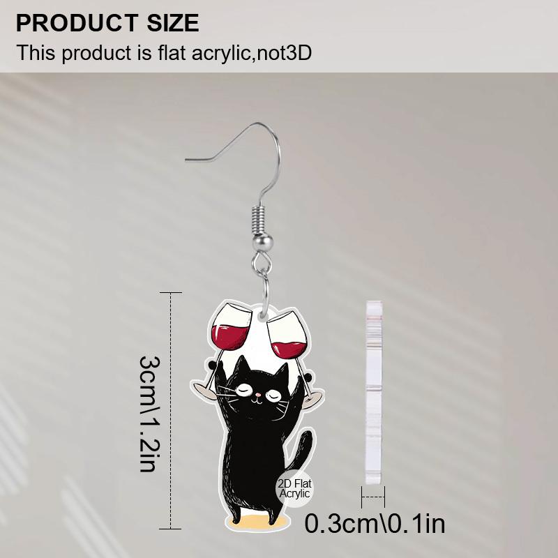 2D Flat Halloween Acrylic Earrings Decoration Cute Black Cat Pendant Jewelry Girls Women Halloween Gift