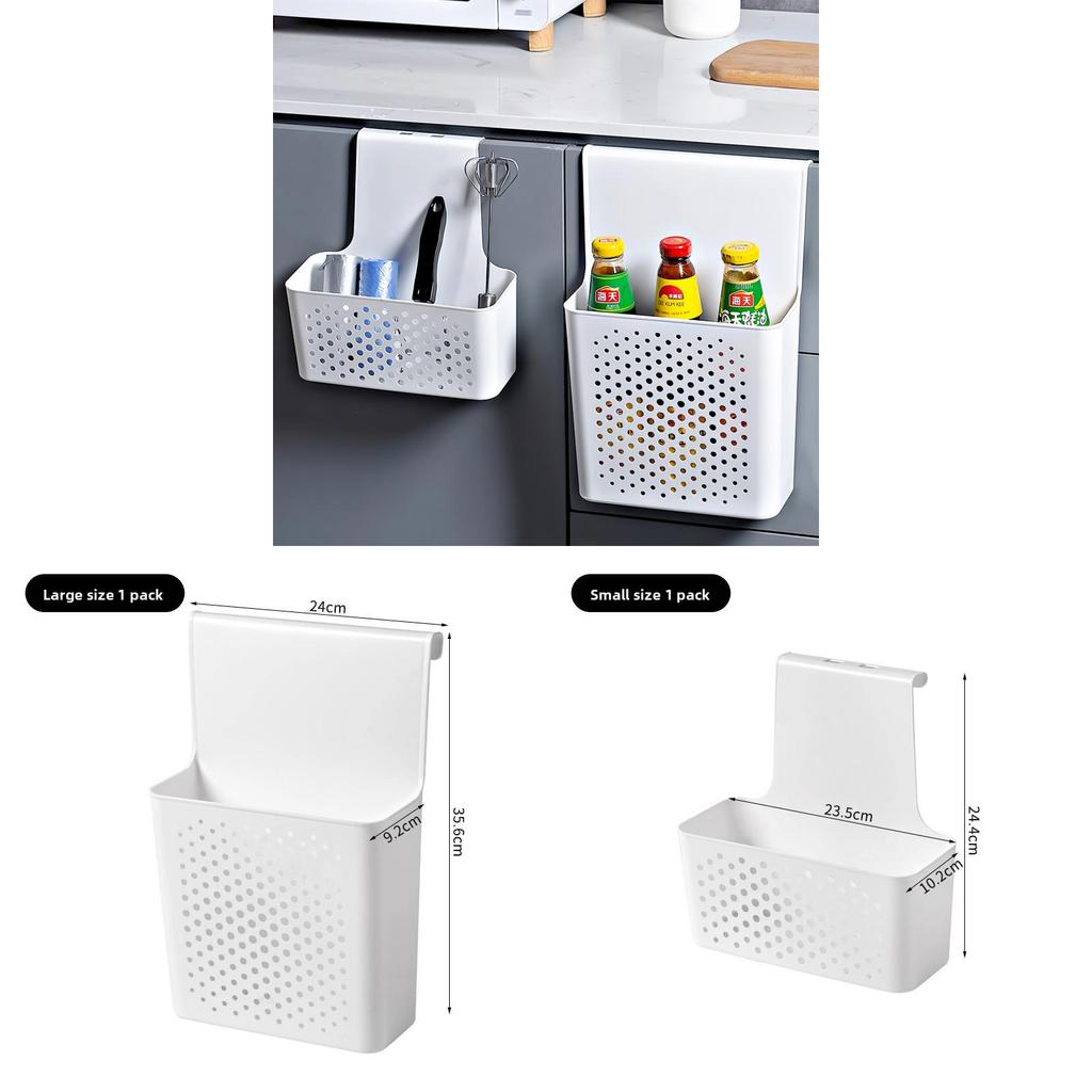 Contenitore da appendere moderno in plastica per ante di armadietti da cucina con ganci per ripiani organizzati