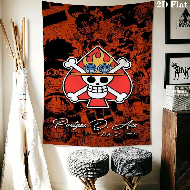 One Piece Straw Hat Pirates Wall Tapestry Aesthetic Wall Hanging Printed Fabric Blanket Decorative Tapestries For Bedroom Living Room Home Decor