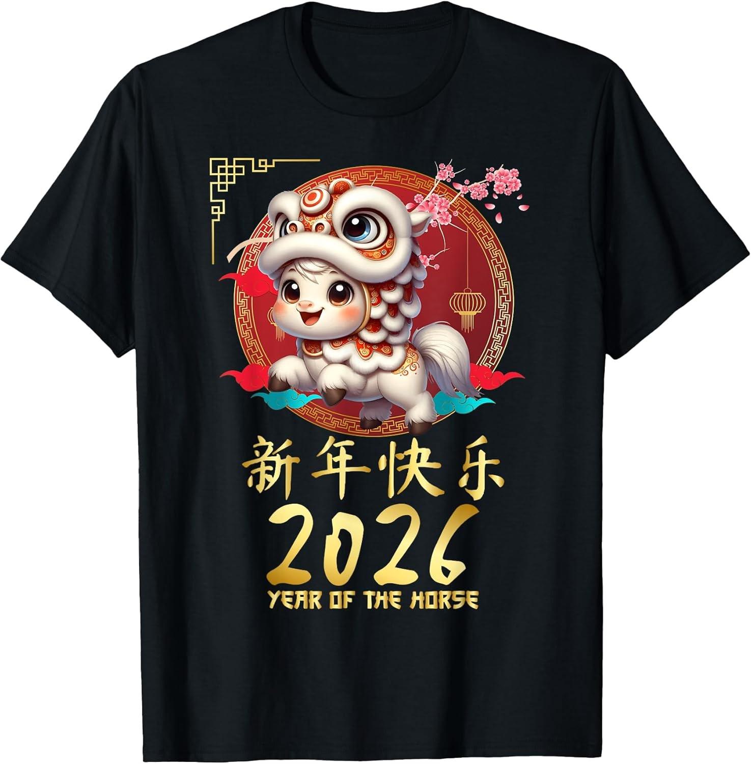 NEW LIMITED! Year Of The Horse 2026 Cute Chinese Lunar Tee S разноцветный