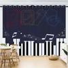 Black Music Abstract Piano Note Art Modern Thin 2 Pieces Light Filtering Curtains for Living Room Bedroom Window Drape Decor