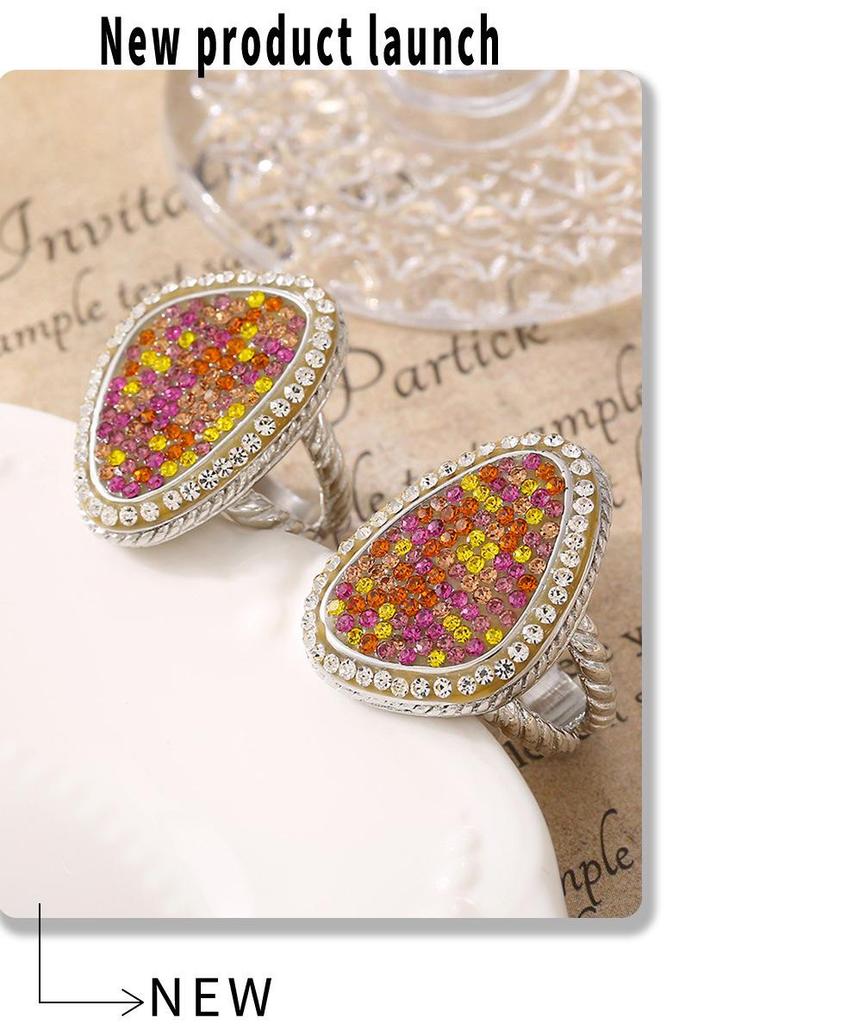 European-American Water Drop Braided Ring, Colored Diamond, 18k Gold PVD-Plated Titanium Steel Fashion Jewelry