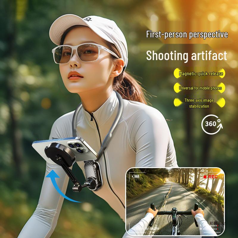 Neck-Mount Magnetic Anti-Shake Phone Stand for First-Person Shooting & Live Streaming