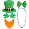 Saint Patrick Costume Set Leprechaun Hat Fakes Beard Mustache Tie Glasses for Party Costume Irish Festival Accessories