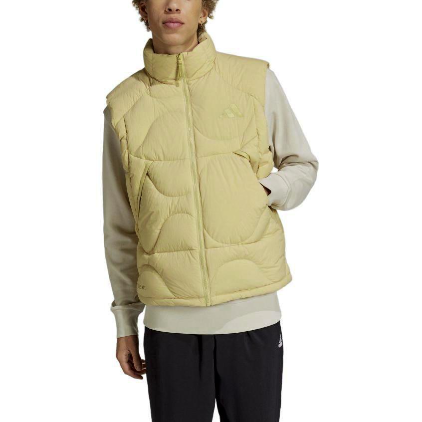 Adidas Down Vests Men's Sand Brown Stand Collar Moderate Other JG5938