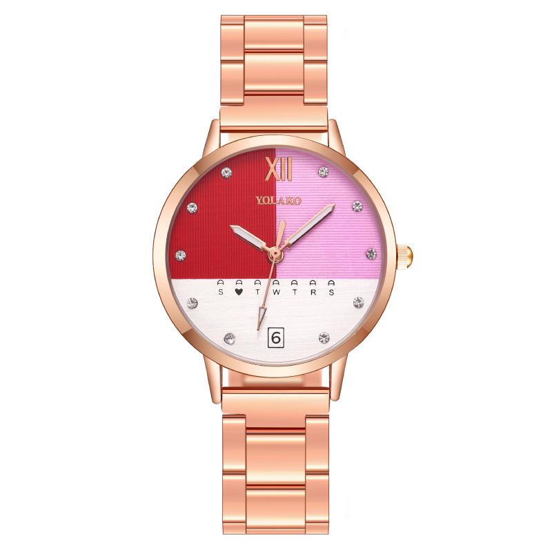 

Популярные модные женские часы с цветовым сочетанием женские часы женские часы стальной ремень кварцевые красный