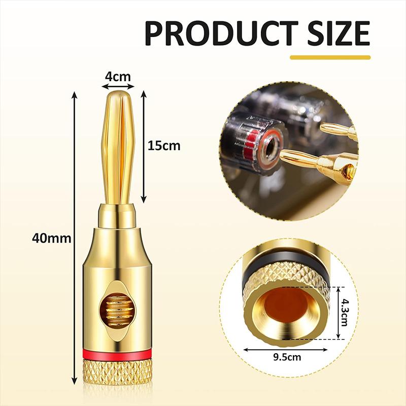 10Pcs 4mm Gold-Plated Banana Plug Adapter Sound Amplifier Cable Wire Audio Speaker Connector Jack Banana Connectors Screw Type
