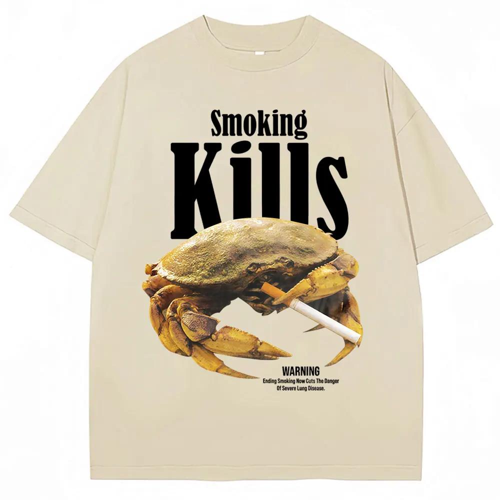 

Funny Smoking Kills Crab Meme Graphic T Shirts Humor Vintage Unisex Women Fashion High Quality Tshirt Oversized Cotton Casual Tees XL