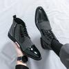 High Quality Men Boots Fashion Pointed Patent Leather Boots Lace Up Ankle Boot Classic Business Dress Boots for Men Wedding Boot