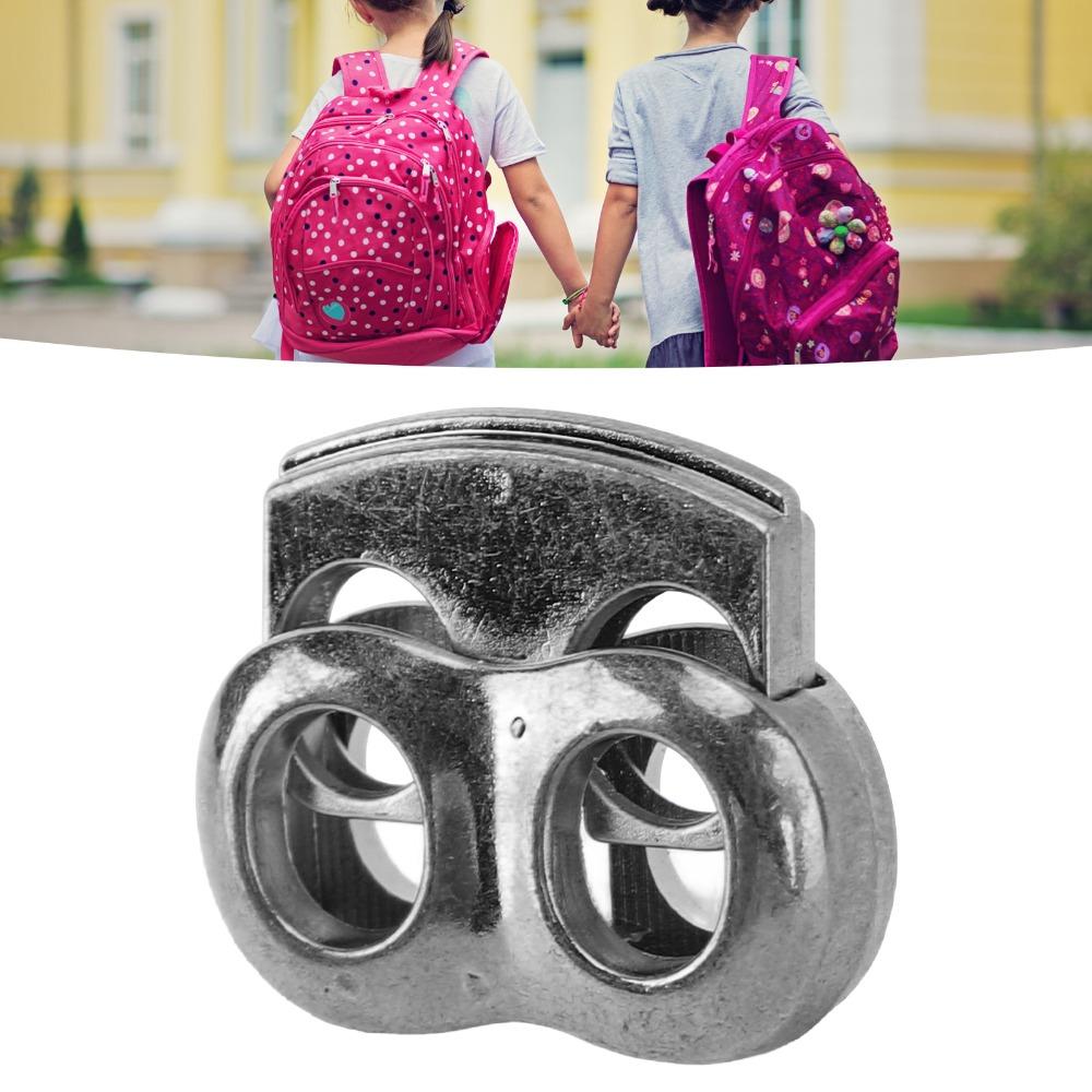 10 Stück Langlebiger Zinklegierung Kordelstopper Rund Form Zwei Löcher Federstopper Kordelzugverschluss Rucksack