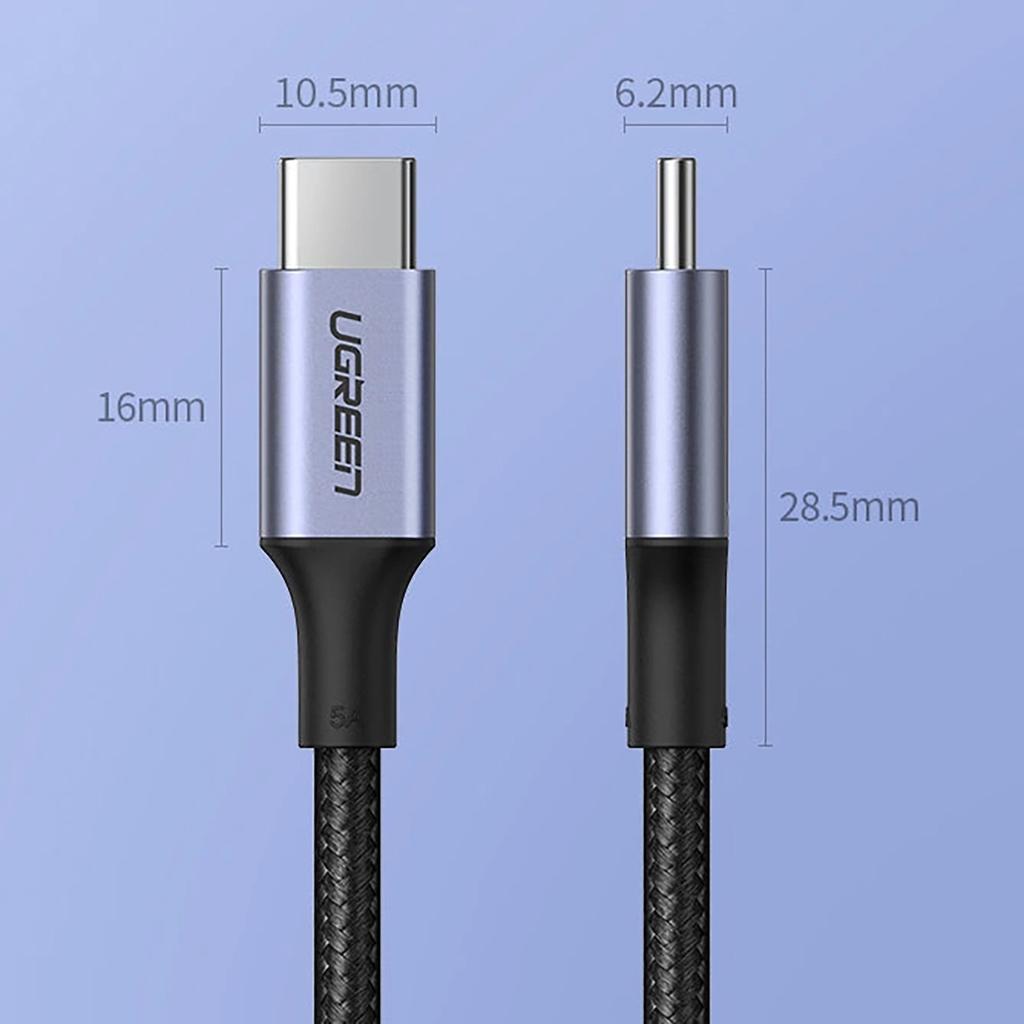 Ugreen US316 100W USB-C PD Cable 5A, 1.5m Gray - Enhanced Fast Charging & Data Transfer Capability